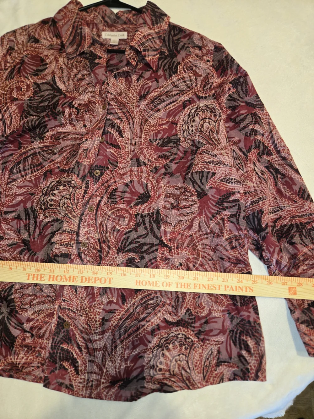 Coldwater Creek Men's Long-Sleeve Paisley Button-Up Shirt - Burgundy